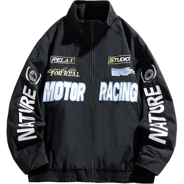 金盾 春秋季潮流百搭宽松时尚字母绣花夹克外套 男款