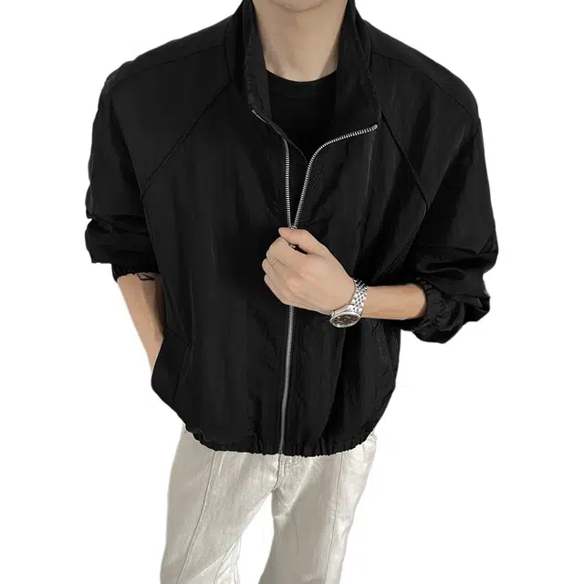 冈哉  美式复古短款飞行纯色宽松痞帅个性潮流潮牌时尚慵懒感日常通勤柔软舒适亲肤运动户外夹克  男女同款