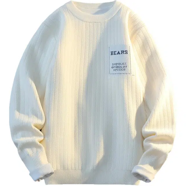 百胜狐 百胜狐圆领男士秋冬季保暖线衫时尚提花潮牌低领打底针织衫 男款