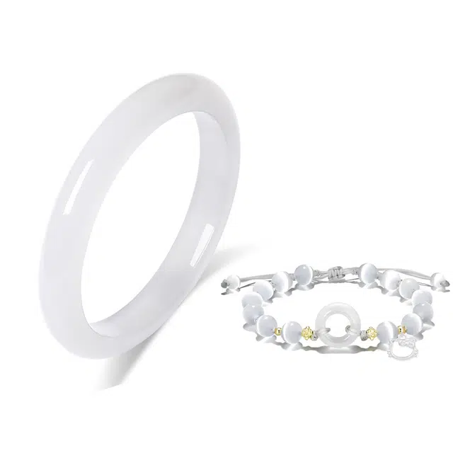 【足银招财猫咪】 岁月静好 可爱小猫平安扣手绳 经典白月光叠戴古色古香汉服旗袍新中式温润气质小众#好运 琉璃 手镯 男女同款情侣款