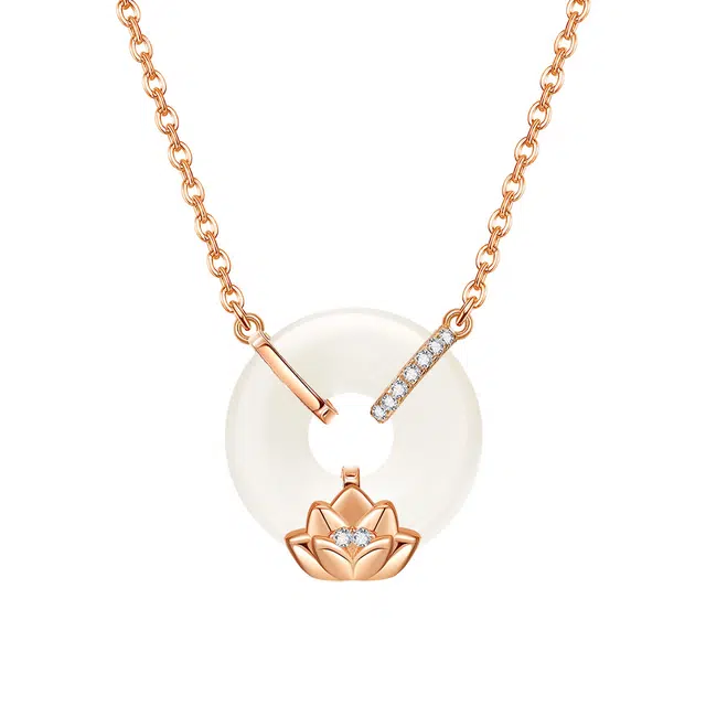 【莲莲伴清欢】 潮宏基 莲花锁骨链 新中式国风 轻奢小众高级设计感 精致优雅有质感 年轻时尚 仙女风气质#好运天然 玉髓 项链 女款