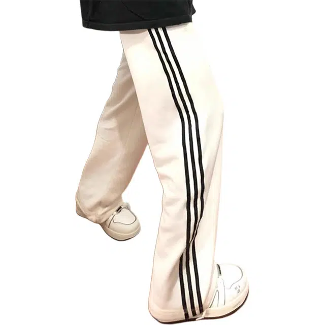 徐百货 美式复古撞色三条杠裤潮牌宽松垂感休闲卫裤子小众直筒裤潮流百搭舒适针织运动裤 男女同款