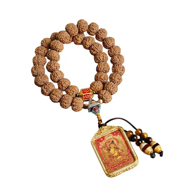 宣华意 【收藏级】天然原籽佛珠念珠双圈手持文玩 轻奢高端 民族风藏式配饰生肖本命佛牌手链#好运 金刚菩提 手串 男女同款情侣款