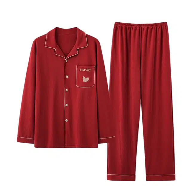 潞优野 高端品质春秋纯棉本命年结婚家居服女新婚新娘睡衣套装 男款