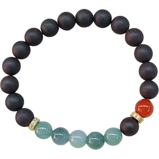 得笙陌 新中式木质佛珠古风文玩创意玉石串珠手链#好运 降真香 木作手串 女款