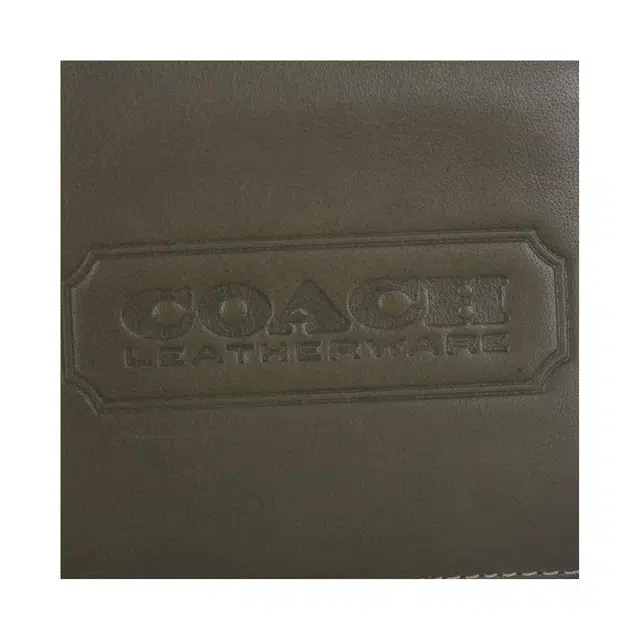 COACH 10 Logo Embossed Leather Bi-Fold Wallet Military Green