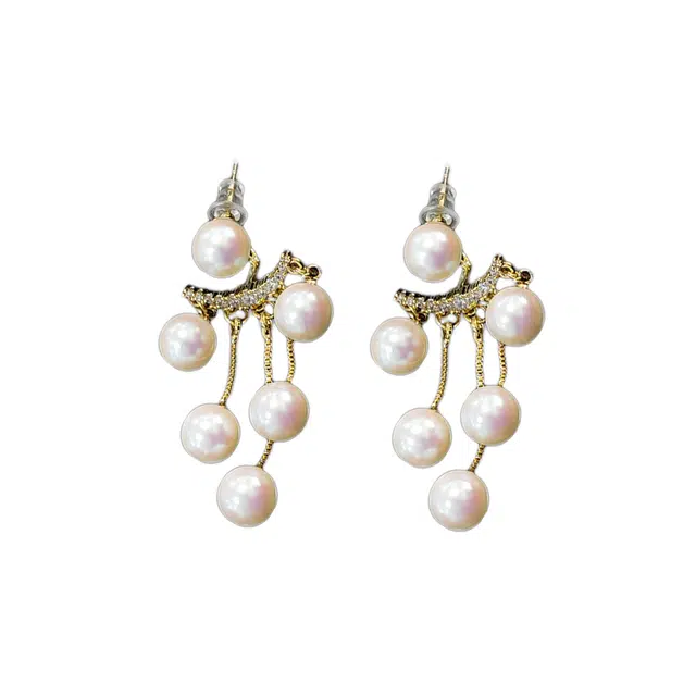 澜耀 气质珠珠 小众设计高级感轻奢百搭时尚耳饰 合金 耳环 女款