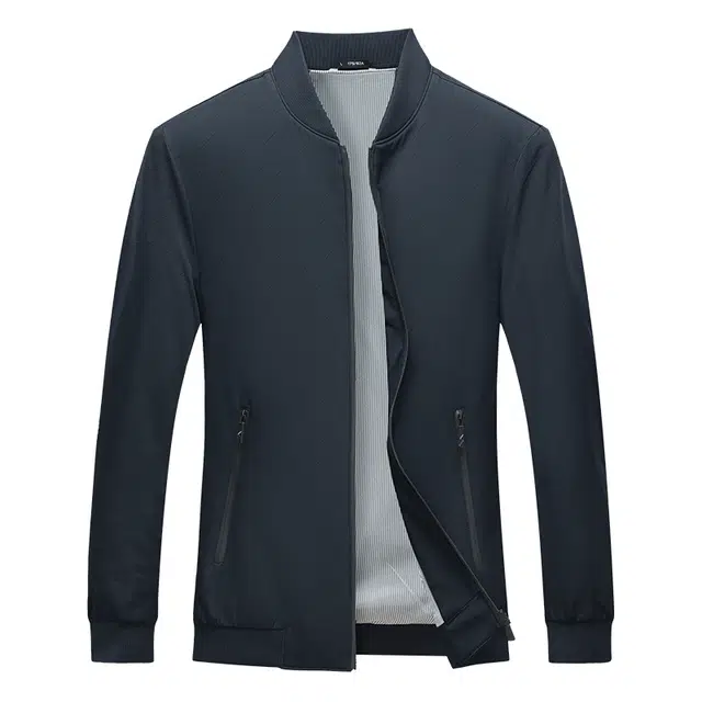 老爷车 春秋款男士休闲行政外套棒球立领中年爸爸男装纯色夹克 男款