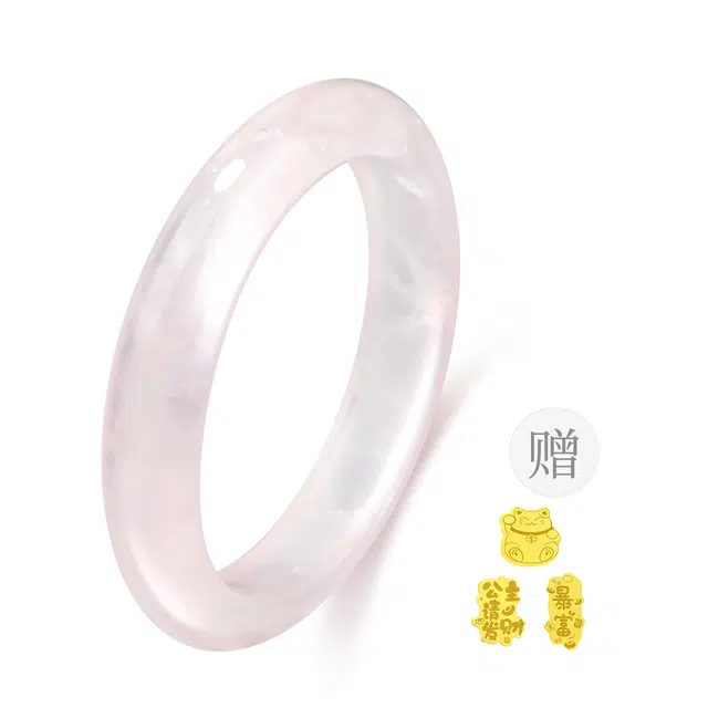 【透亮粉晶】 老凤祥 樱花淡粉 温柔晶石 桃花转运早日脱单 新中式精致古风透亮樱花粉 百搭高级感轻奢#好运天然 粉水晶 手镯 女款