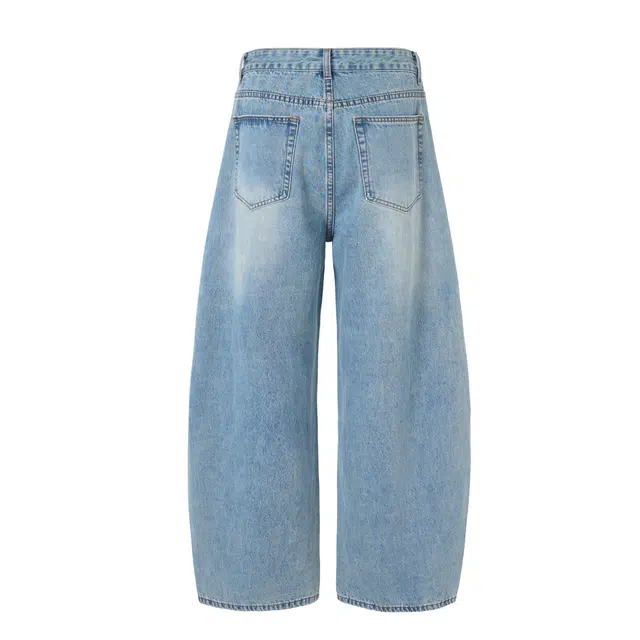 下层基础 美式复古高街拖地慵懒宽松直筒阔腿长裤子牛仔裤 男女同款