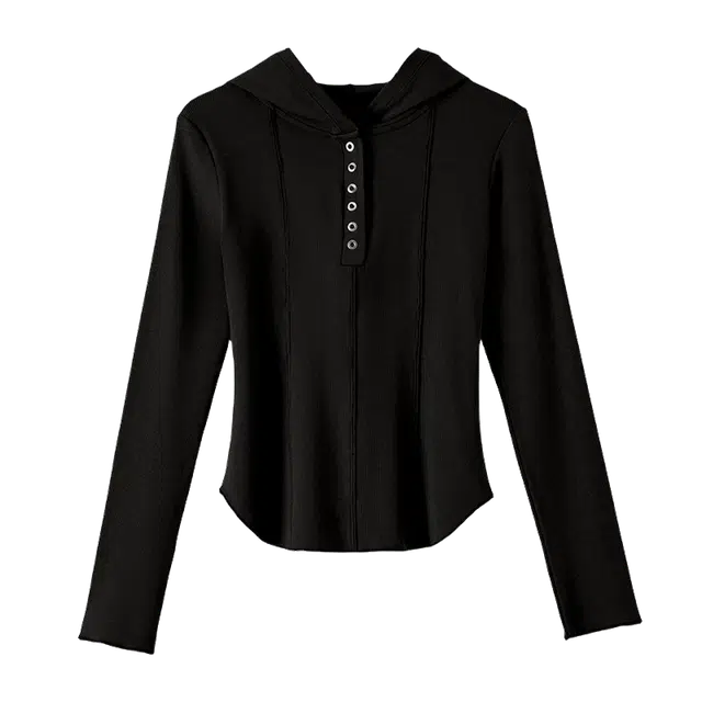 晚白 时尚简约气质百搭休闲纯色连帽针织衫 女款