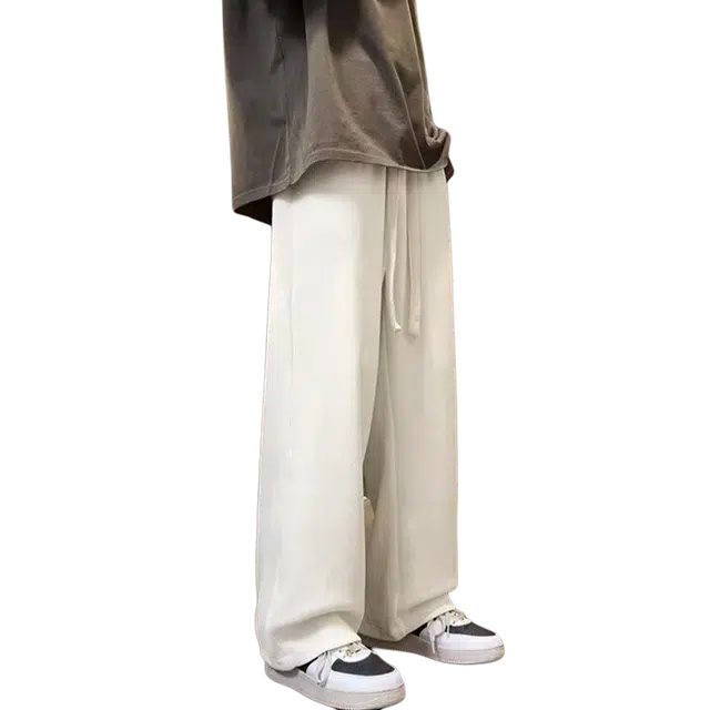 一碗士多 宽松直筒舒适宽腰带高级感设计美式复古慵懒风加绒保暖防风户外通勤日常百搭时尚四季款亲肤纯色休闲裤 男女同款