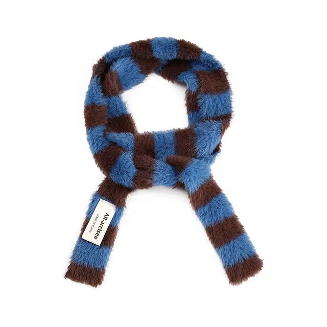 南极人 韩版细窄长款条纹毛绒围脖秋冬季保暖韩系氛围感小众设计辣妹百搭装饰 绒线围巾 女款