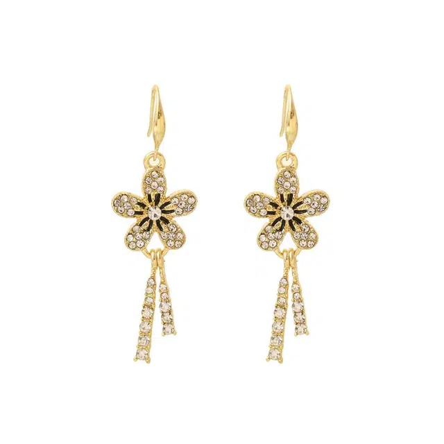 彤彤兔 百搭时尚长款花朵流苏耳坠女气质设计感耳钩耳饰品 合金 耳环 女款