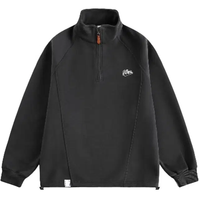 袋鼠 简约刺绣潮牌立领半拉链宽松休闲运动卫衣 男女同款