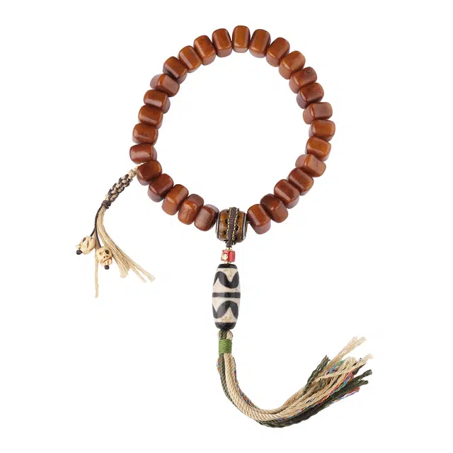 【布达拉宫文创】 布达拉宫 力量刚毅出入皆安宁转运珠念珠文玩盘玩手持牛骨双虎牙天珠#好运 玛瑙 手串 男女同款情侣款