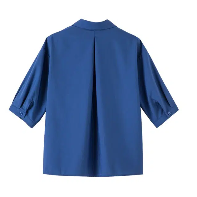 晚白 简约翻领排扣设计通勤减龄纯棉面料衬衫 女款