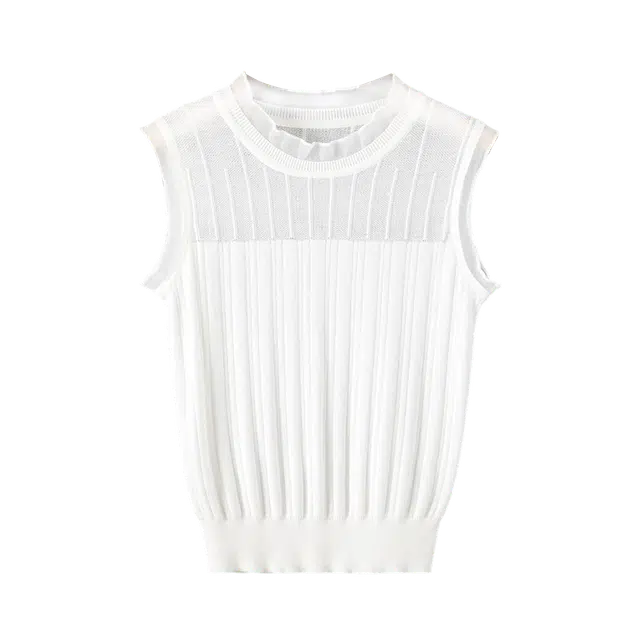 晚白 小立领内搭叠穿百搭时尚针织衫 女款