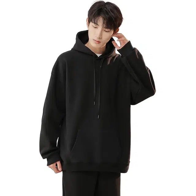 么宁 港风休闲连帽外套简约百搭套头长袖上衣情侣个性帅气卫衣 男女同款