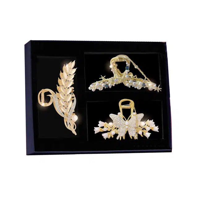 缔晶 优雅时尚蝴蝶麦穗鲨鱼夹套装 日常通勤百搭造型感#好运 合金 发夹 女款