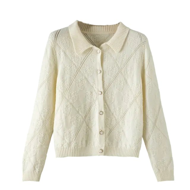晚白 气质亲肤百搭开衫外套针织衫 女款