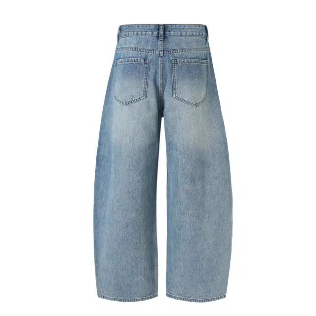 下层基础 美式多色弧形弯刀直筒阔腿百搭基础长裤子牛仔裤 男女同款