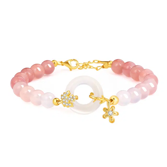 老凤祥 好运莲莲平安扣轻奢浪漫高级感 显白富贵恋爱唯美财纳福事事如意#好运 玛瑙 手串 女款