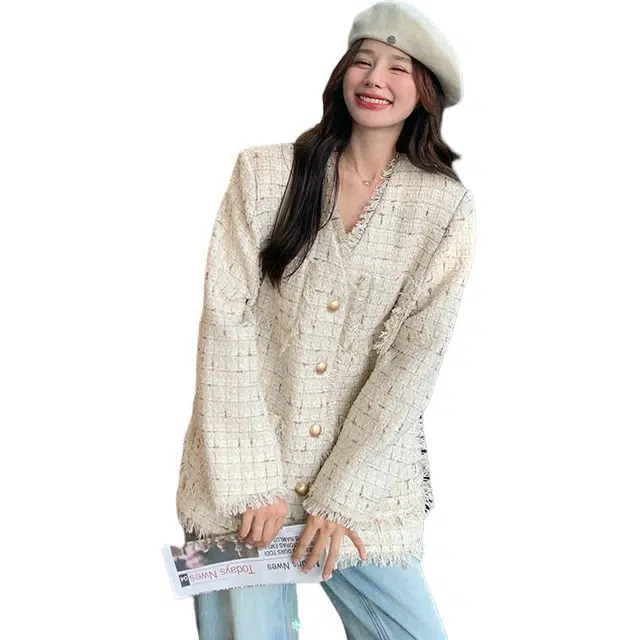 稻草人 法式温柔流苏小香风时尚休闲夹克外套 女款