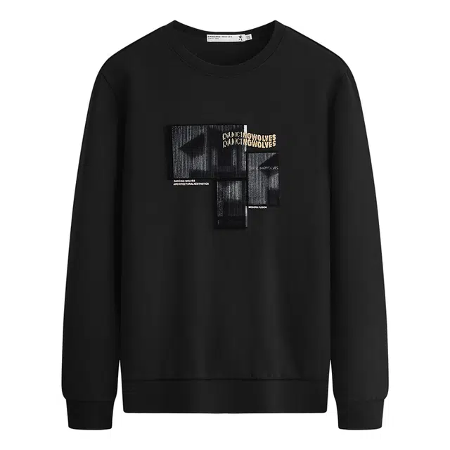 与狼共舞 高街个性时尚立体印花亲肤柔软弹力舒适超透气圆领卫衣 男款