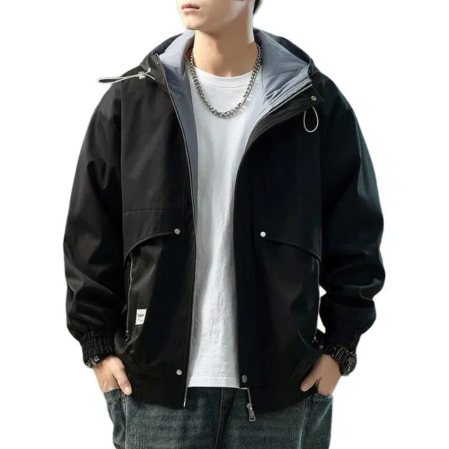 金盾 工装潮牌港风控价宽松连帽夹克外套 男款