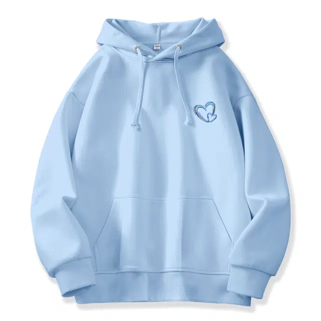 棉致 油画双心简约设计感多巴胺卡通学院风百搭休闲通勤落肩宽松柔软舒适套头连帽卫衣 男女同款