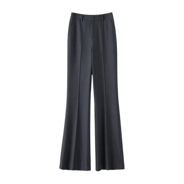 晚白 气质时尚窄版通勤裤子显瘦高腰职业微喇休闲裤 女款