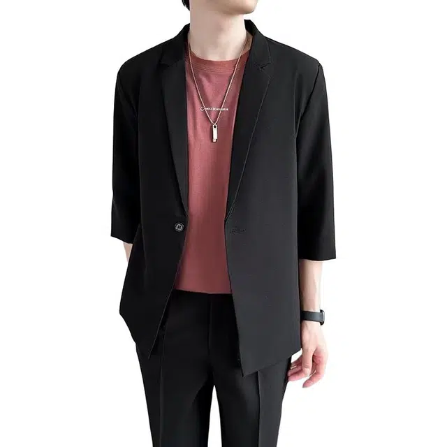 袋鼠 都市轻奢法式浪漫百搭高级感正装秋季焕新通勤休闲七分袖透气舒适时尚西装 男女同款