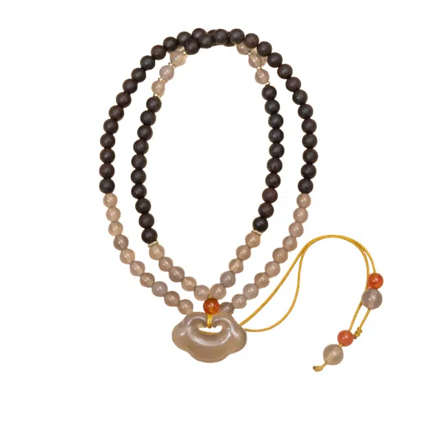 子婳 月庐清照祥意降真香琉璃珠吊坠串珠新中式国风国潮好运吉祥如意小众精致温雅高级感链 降真香 项链 女款