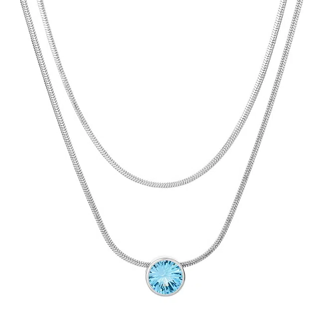 阿葱饰品 六眼瞳孔吊坠 优雅简约个性时尚双层设计蛇骨链 精致独特魅力气质奢华高贵氛围感颈饰颈链#好运 钛钢 项链 男女同款情侣款