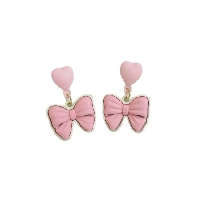 彤彤兔 粉色花朵多巴胺耳环可爱时尚耳坠耳饰 树脂 耳钉 女款