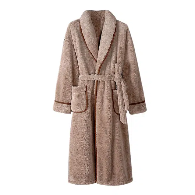 潞优野 高端品质珊瑚绒睡袍加厚男浴袍加绒秋冬款法兰绒家居服睡衣套装 男款