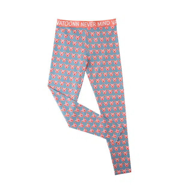 花佃品色 纯棉保暖弹力卡通动漫修身甜美中腰长裤睡裤 女款