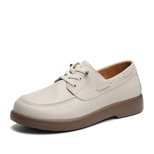 足力健 皮鞋 合成革牛剖层革 舒适 时尚 轻便 百搭 软底 防滑 耐磨 简约 女士休闲单鞋 女