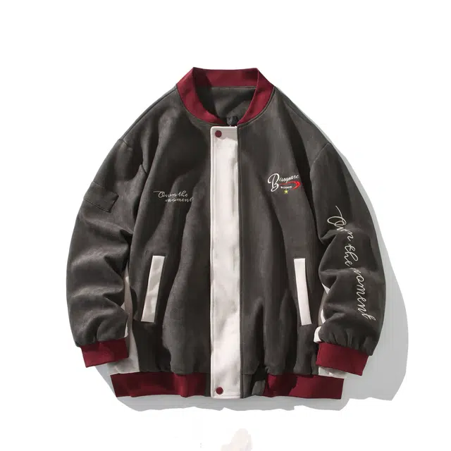 北欧攻略 美式该质量潮流小众刺绣绣花拼接夹克 男女同款