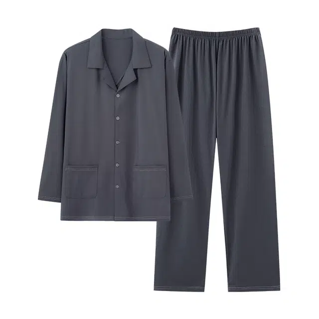 睦隆世家 舒适柔软长袖长裤休闲风格睡衣套装 男款