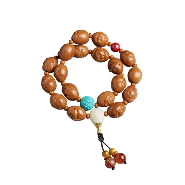 宣华意 【珍藏级】十八罗汉精工雕刻高端盘文玩手链天然核雕把玩手持 橄榄核 手串 男女同款情侣款