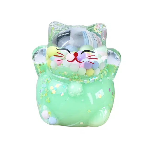 尚先生 夜光爆闪招财猫创意入油流沙桌面饰品摆件#好运 亚克力 挂件 男女同款情侣款