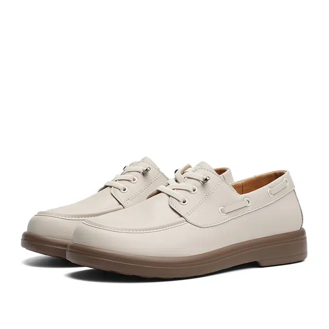 足力健 皮鞋 合成革牛剖层革 舒适 时尚 轻便 百搭 软底 防滑 耐磨 简约 女士休闲单鞋 女