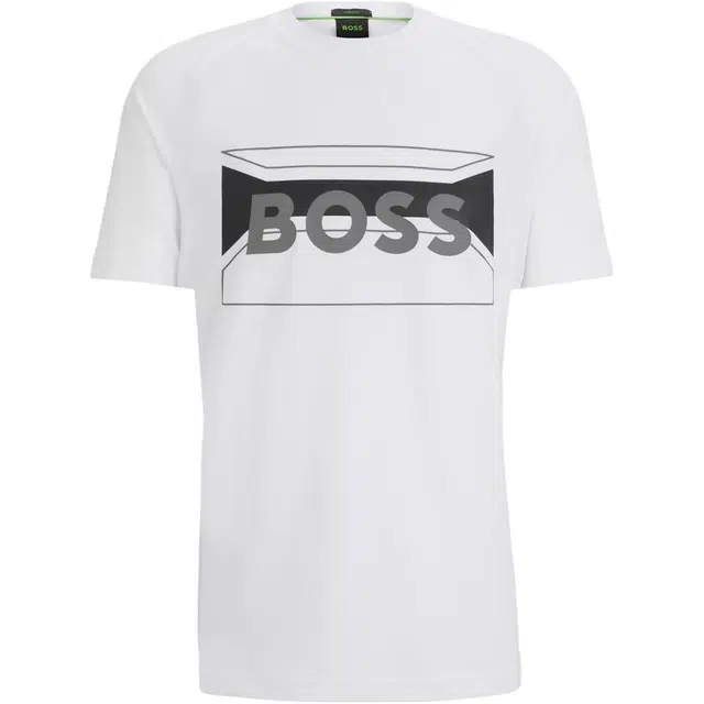 HUGO BOSS Cotton-Blend Regular-Fit T-Shirt With Logo Artwork T