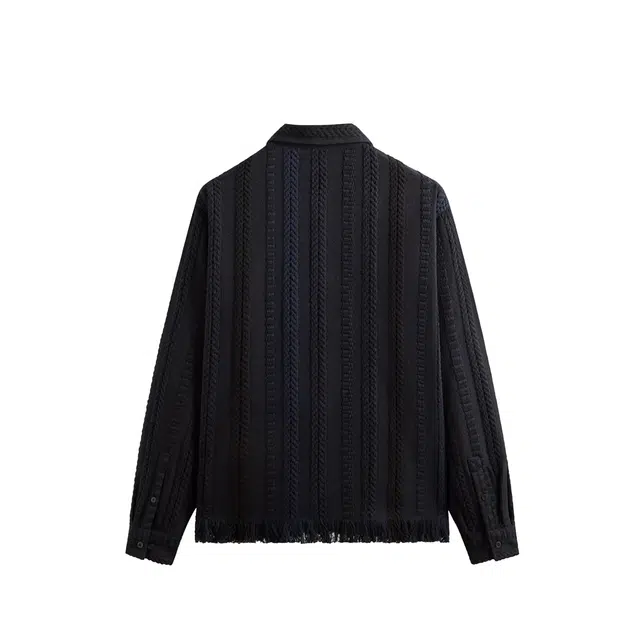 KITH Mixed Stripe Tweed Boxy Collared Overshirt 2025