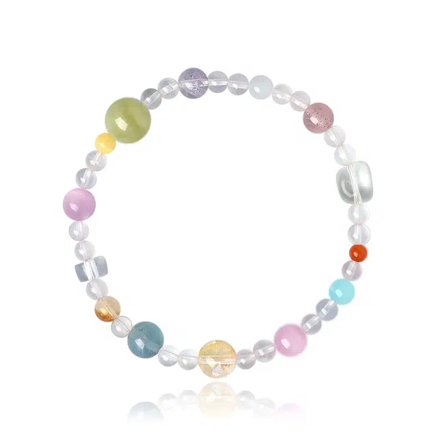 一世倾 招财进宝时来运转宝串珠新中式国潮国风精致轻奢时尚简约百搭清新能量多巴胺氛围感显白手饰好运天然 白水晶 手串 男女同款情侣款