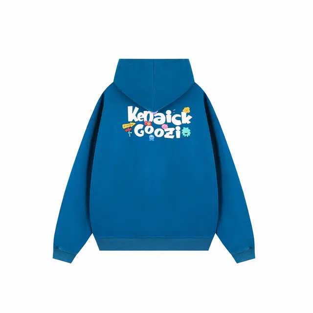 港仔文艺男 美式复古背后趣味字母发泡印花工艺可调节帽檐休闲上衣百搭宽松连帽套头卫衣外套  男女同款