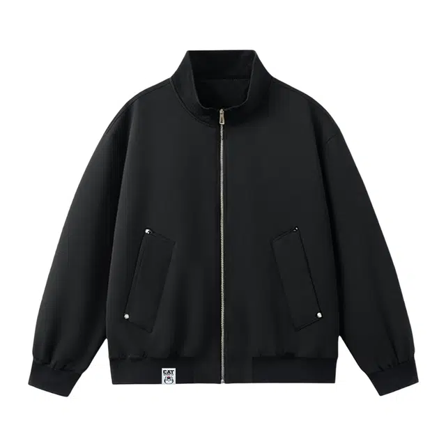 吾皇猫 学院风高街复古无性别穿搭简约百搭基础款宽松潮流潮牌春秋款立领上衣时尚舒适透气秋季休闲夹克外套 男女同款