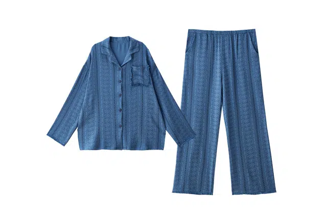 俏薇妮 春秋款纯棉纱布婴儿棉带胸垫一体长袖家居服套装睡衣礼盒 女款